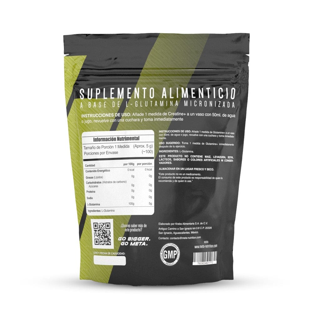 Glutamine+ De Alta Pureza 500g, 100 servicios.